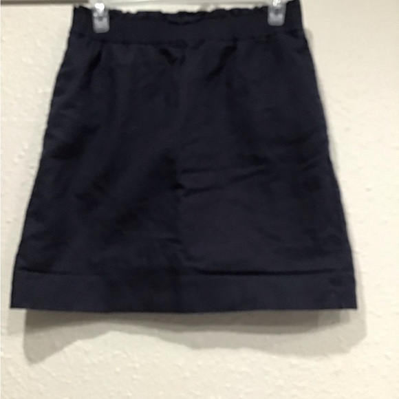 J. Crew Factory Sidewalk Skirt Mini Navy Linen/Cotton Elastic Waist Pockets Sz 2 - Picture 3 of 6